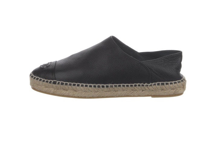 CHANEL CC CAMBON CALFSKIN LEATHER ESPADRILLES