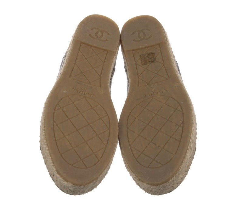 CHANEL CC CAMBON CALFSKIN LEATHER ESPADRILLES
