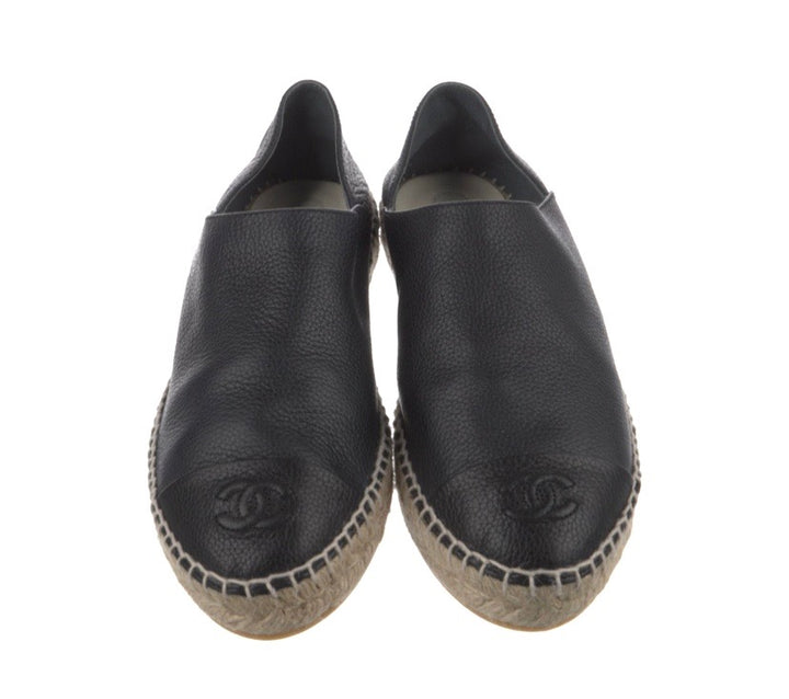 CHANEL CC CAMBON CALFSKIN LEATHER ESPADRILLES