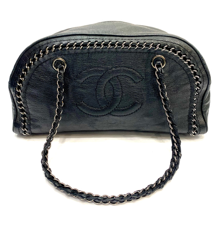CHANEL CALFSKIN CHAIN TRIM LUXE LIGNE MEDIUM BOWLER BAG