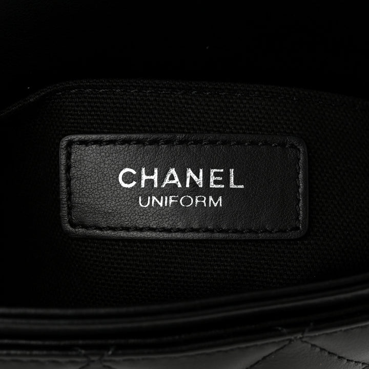 CHANEL CALFSKIN LEATHER QUILTED CC UNIFORM FLAP BELT BAG