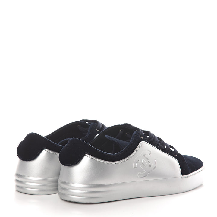 CHANEL METALLIC CALFSKIN VELVET CC SNEAKERS