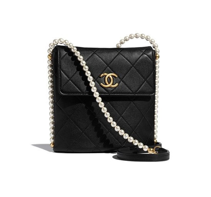 CHANEL QUILTED CALFSKIN ABOUT PEARLS HOBO CROSSBODY BAG