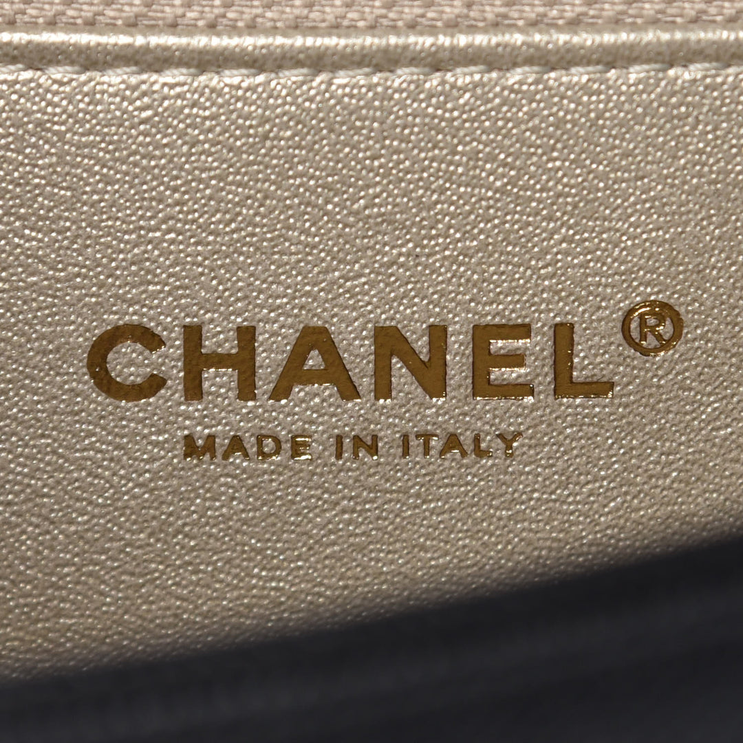 CHANEL MEDIUM CAPTAIN GOLD EMBROIDERED CAVIAR FLAP BAG