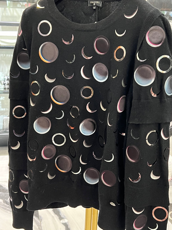 CHANEL CASHMERE ABSTRACT SPACE MOON RUNWAY SWEATER