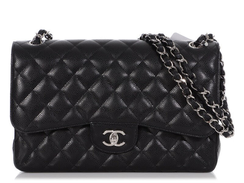 CHANEL CAVIAR QUILTED CLASSIC JUMBO DOUBLE FLAP SHOULDER BAG