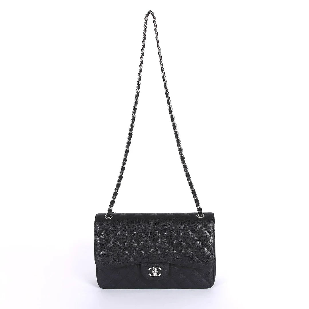 CHANEL CAVIAR QUILTED CLASSIC JUMBO DOUBLE FLAP SHOULDER BAG