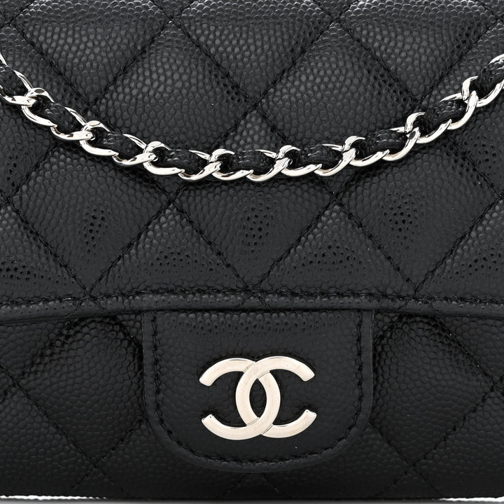 CHANEL CAVIAR QUILTED GLASSES CELL PHONE CASE WITH CHAIN