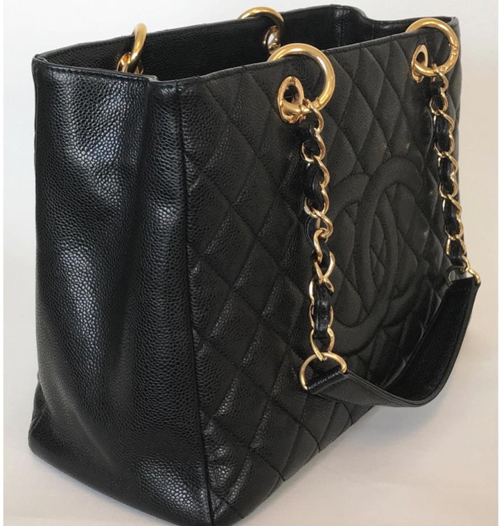 CHANEL CAVIAR QUILTED GRAND SHOPPING TOTE BAG-HS