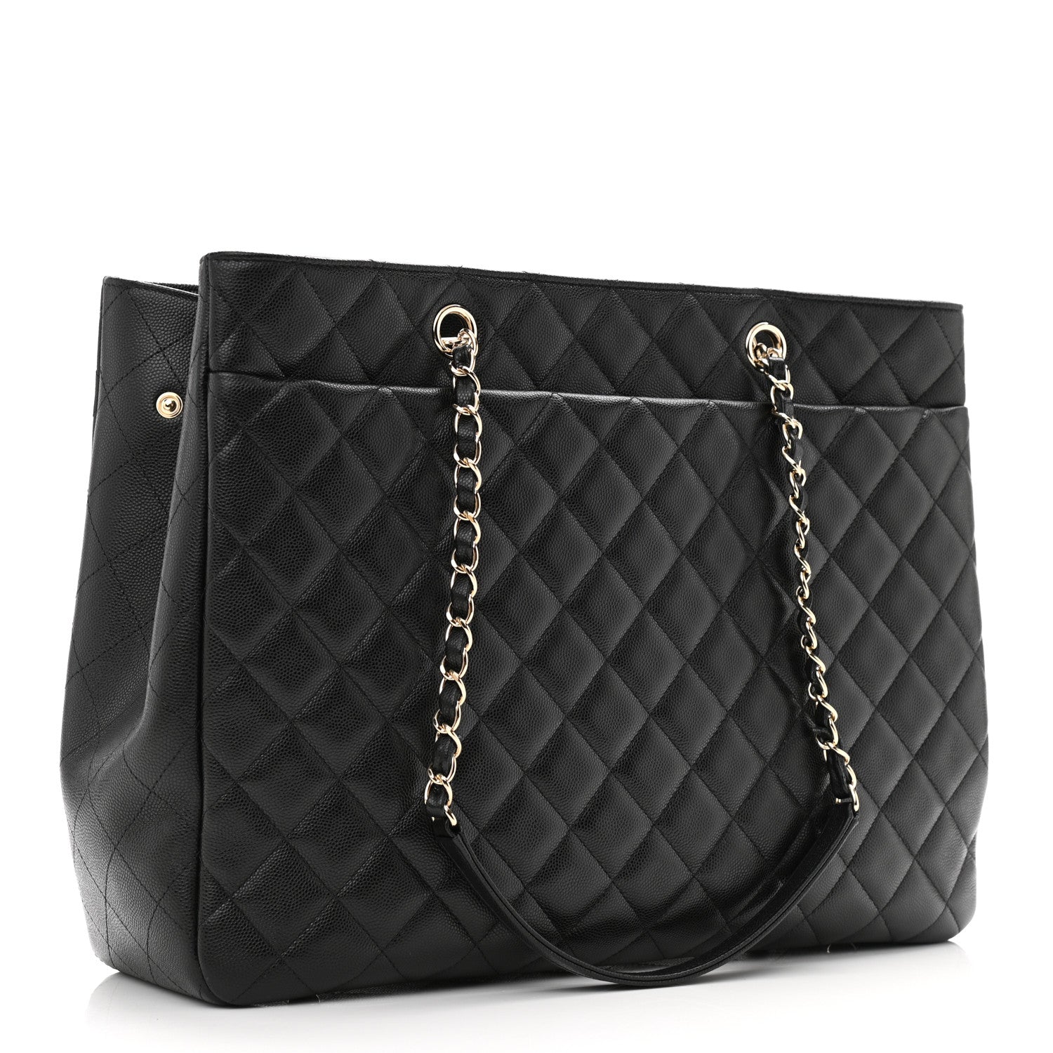 Chanel Grand Shopping Tote Quilted Caviar Gold-tone Black - US