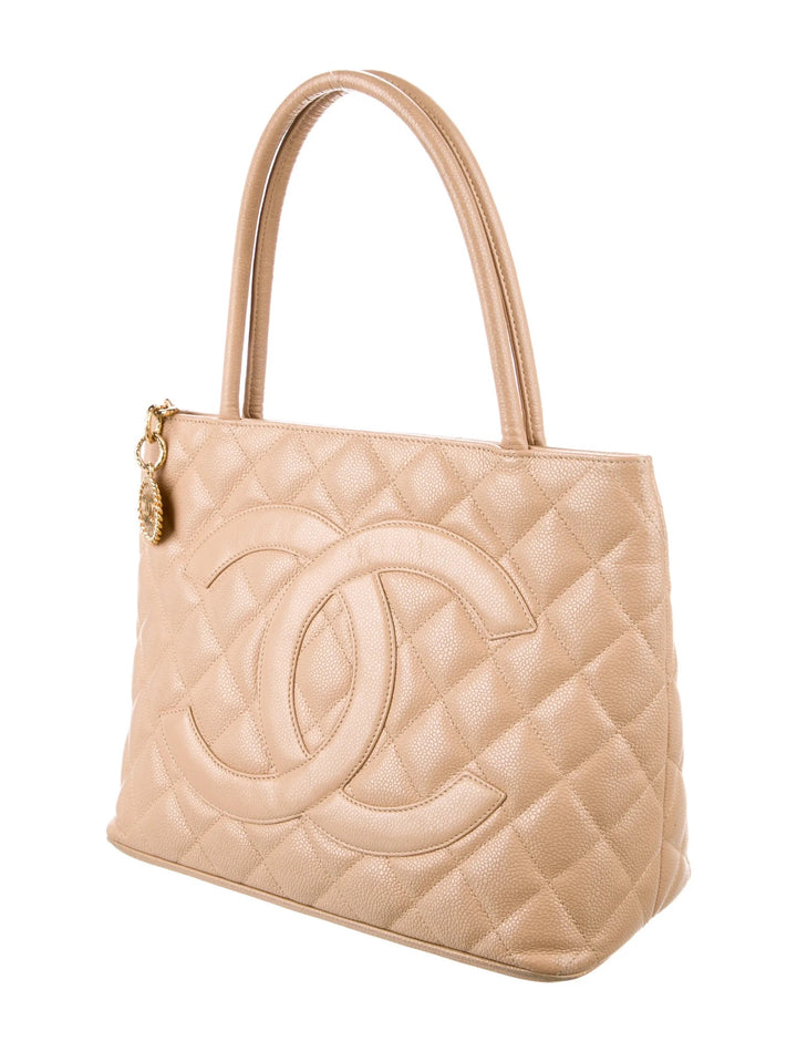 CHANEL CAVIAR QUILTED LEATHER MEDALLION TOTE BAG