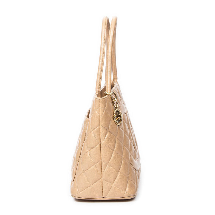 CHANEL CAVIAR QUILTED LEATHER MEDALLION TOTE BAG