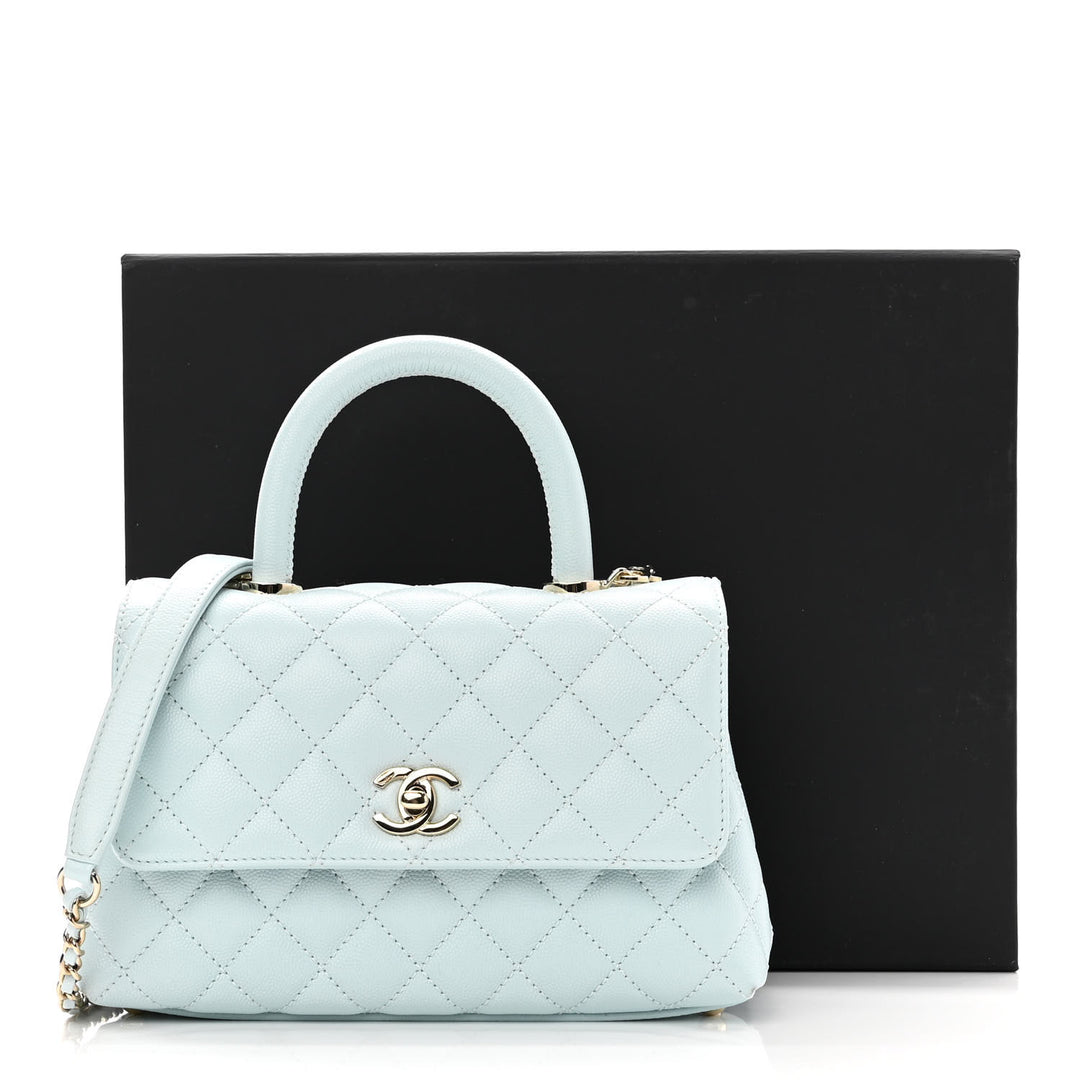CHANEL CAVIAR QUILTED COCO HANDLE MINI FLAP BAG