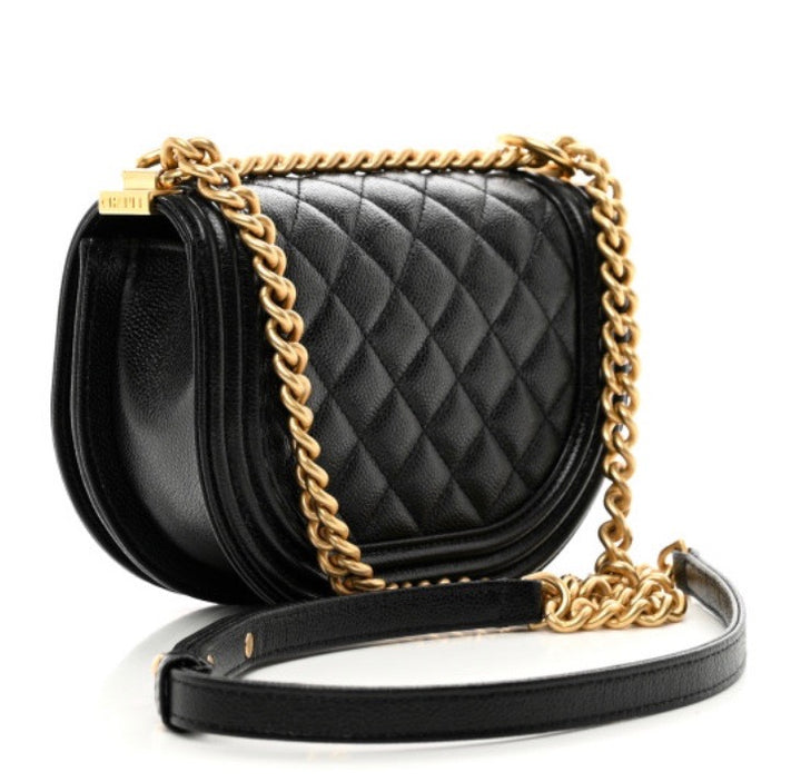 CHANEL CAVIAR QUILTED LEATHER SMALL BOY MESSENGER BAG