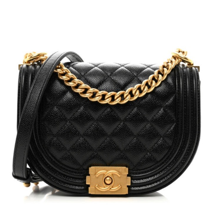 CHANEL CAVIAR QUILTED LEATHER SMALL BOY MESSENGER BAG