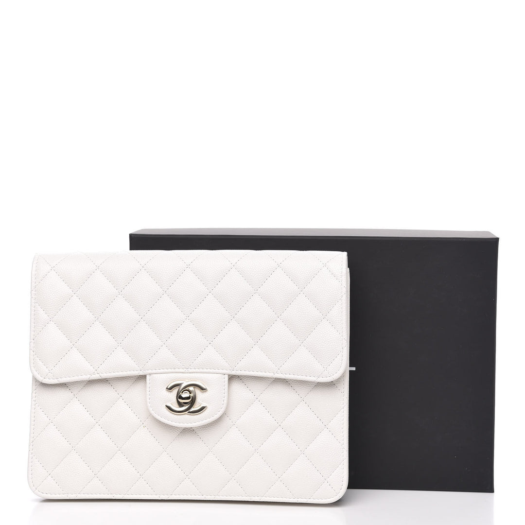 CHANEL CAVIAR QUILTED SQUARE FLAP CLUTCH BAG