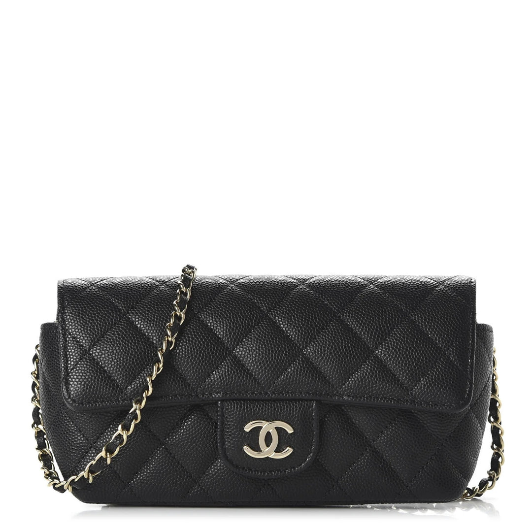 CHANEL QUILTED CAVIAR LEATHER GLASSES CHAIN CASE