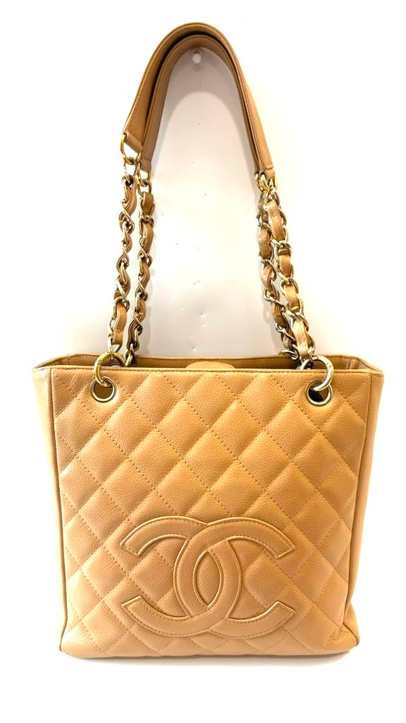 CHANEL CAVIAR QUILTED PETITE SHOPPING TOTE BAG