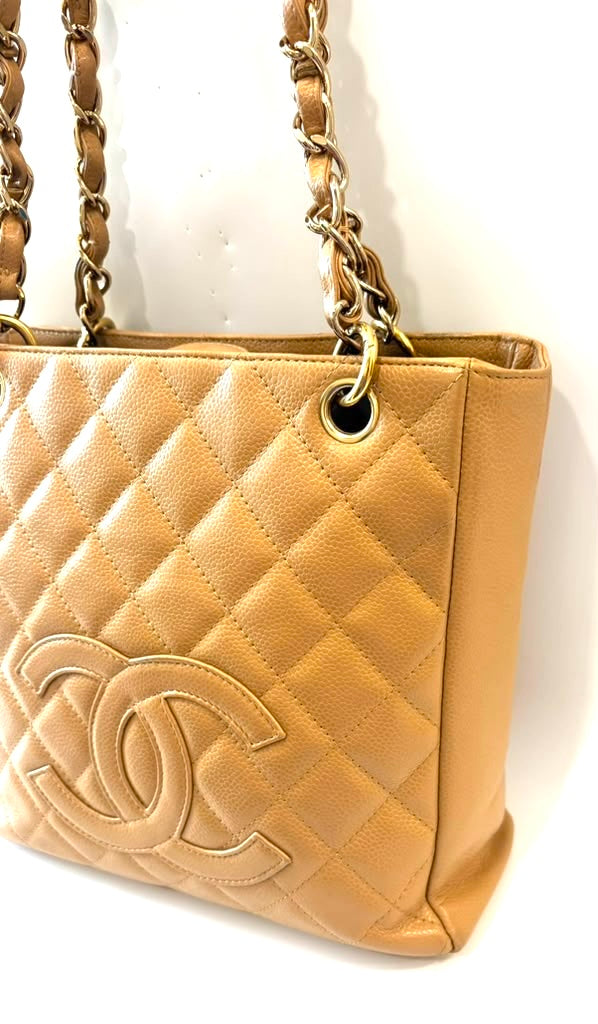 CHANEL CAVIAR QUILTED PETITE SHOPPING TOTE BAG