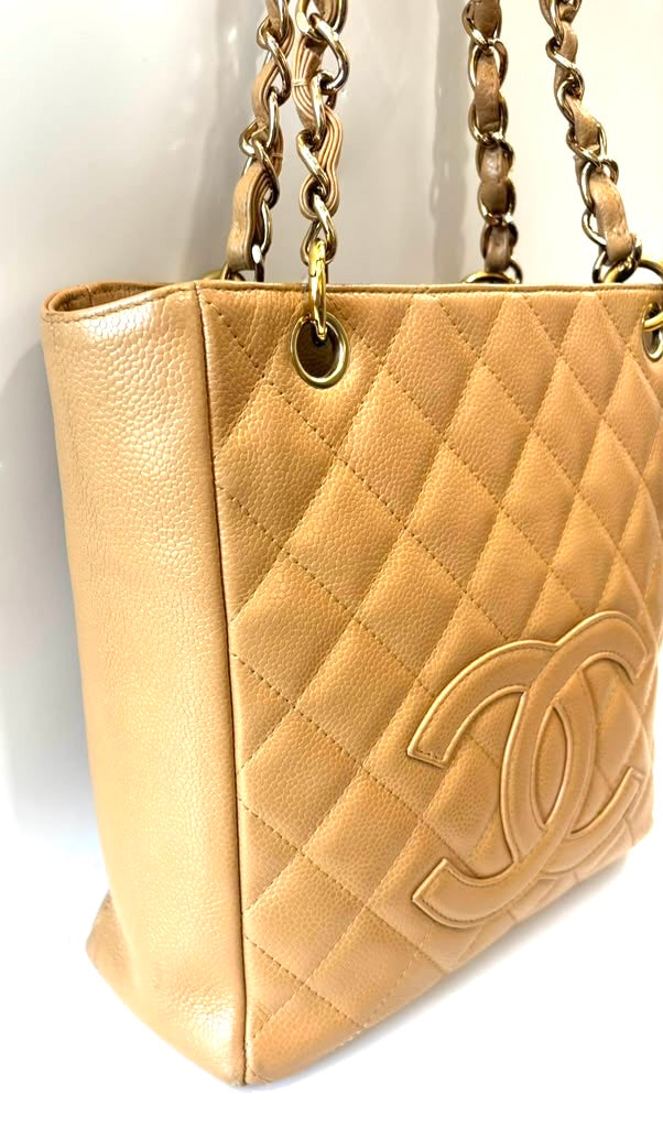 CHANEL CAVIAR QUILTED PETITE SHOPPING TOTE BAG