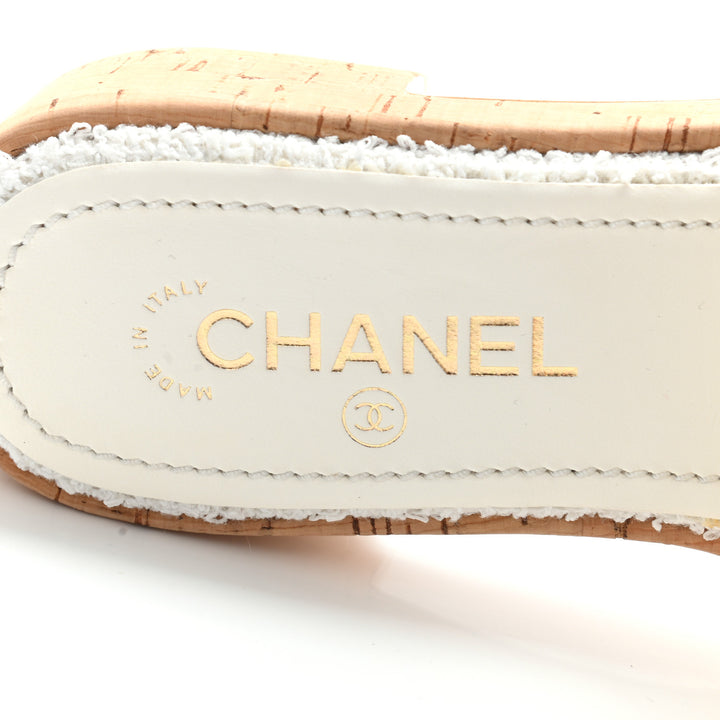 CHANEL CHAIN LINK CHA NEL TWEED CORK MULES