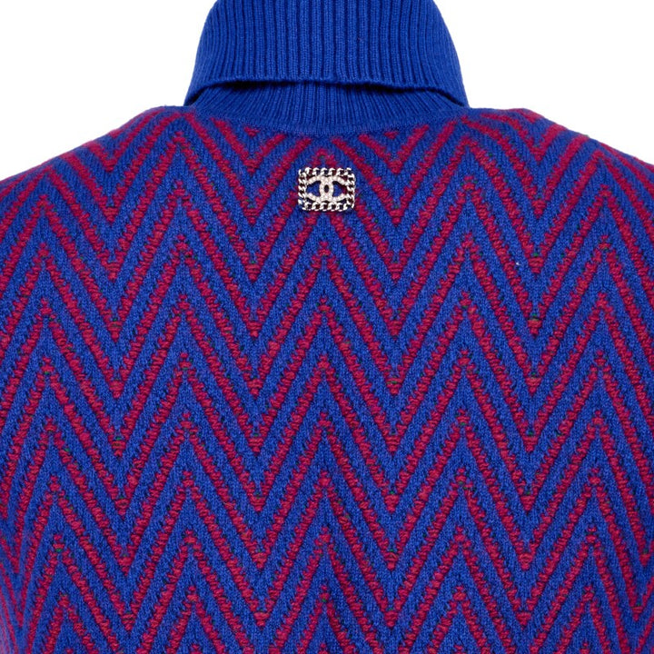 CHANEL CHEVRON CC SLEEVELESS CASHMERE KNIT DRESS