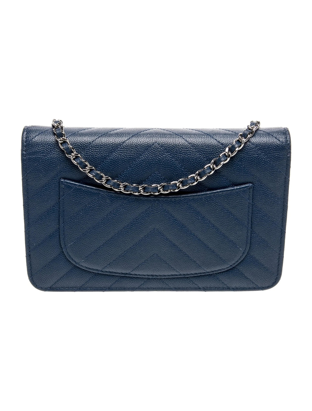 CHANEL CAVIAR CHEVRON QUILTED WALLET ON CHAIN