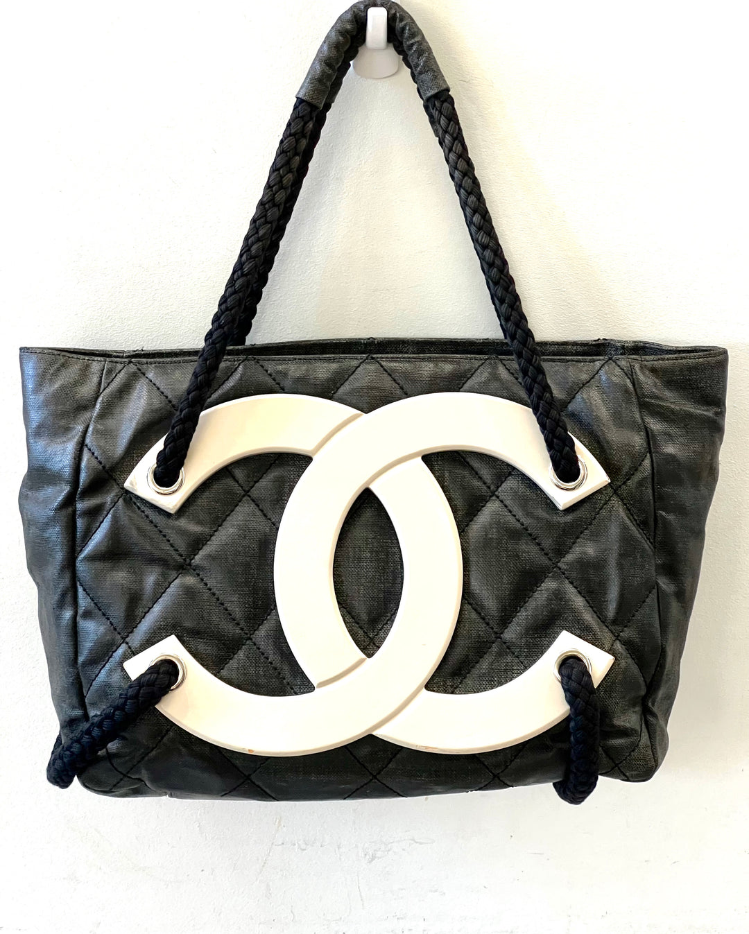 CHANEL COATET CANVAS LARGE CC TOTE BAG