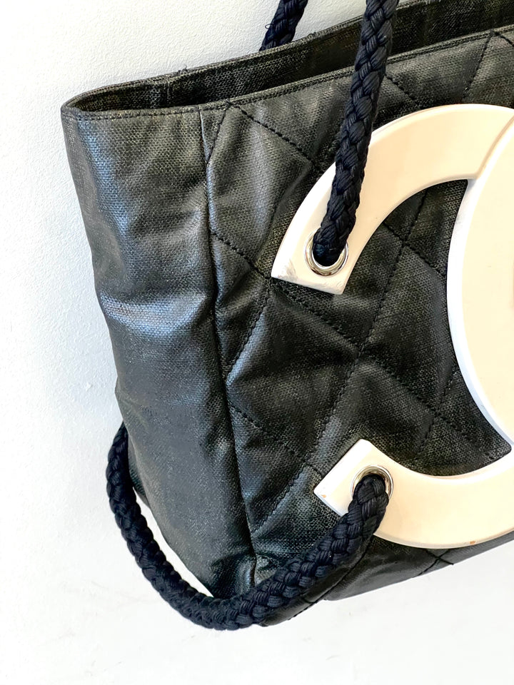 CHANEL COATET CANVAS LARGE CC TOTE BAG