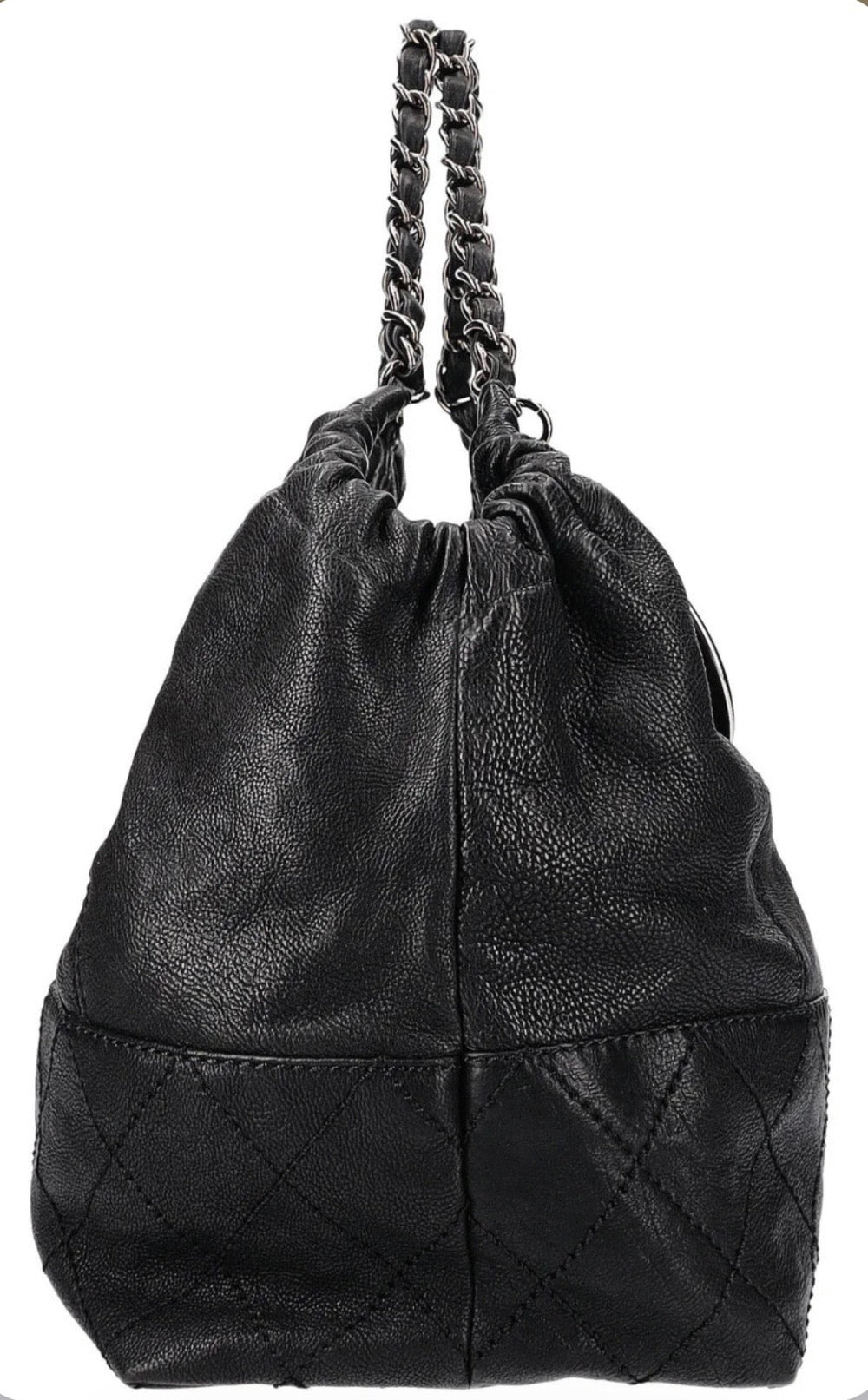 CHANEL COCO CABAS LAMBSKIN LEATHER SHOULDER BAG
