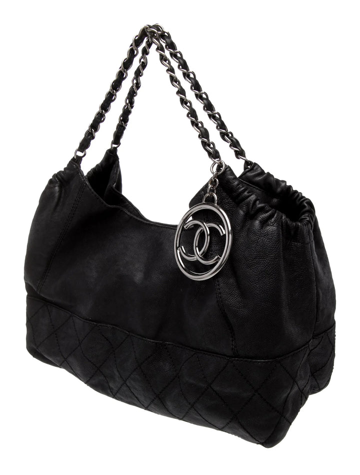 CHANEL COCO CABAS LAMBSKIN LEATHER SHOULDER BAG