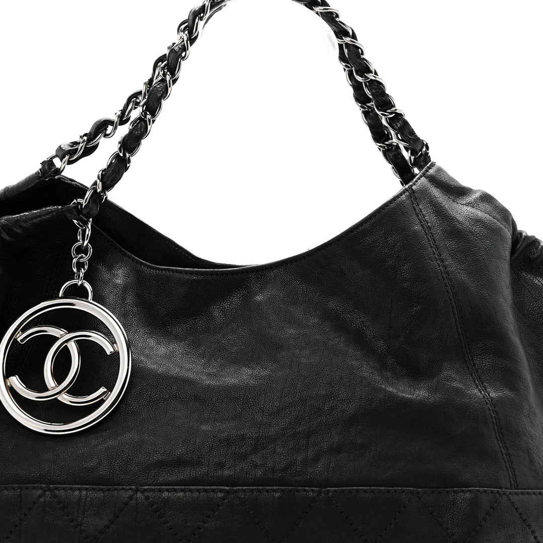 CHANEL COCO CABAS LAMBSKIN LEATHER SHOULDER BAG
