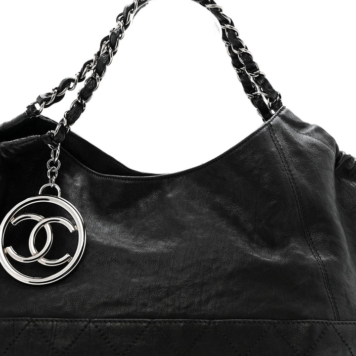 CHANEL COCO CABAS LAMBSKIN LEATHER SHOULDER BAG