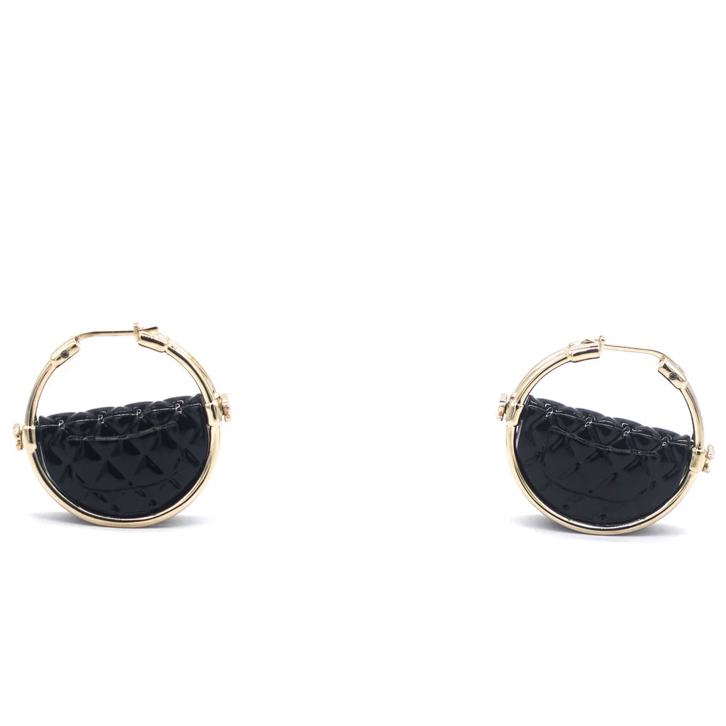 CHANEL CC CRUISE COLLECTION QUILTED FLAP BAG HOOP EARRINGS
