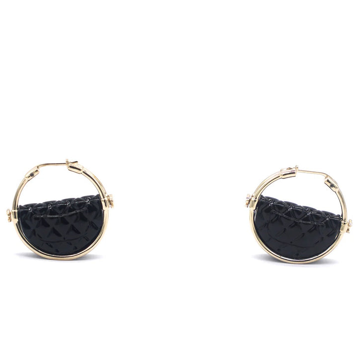 CHANEL CC CRUISE COLLECTION QUILTED FLAP BAG HOOP EARRINGS