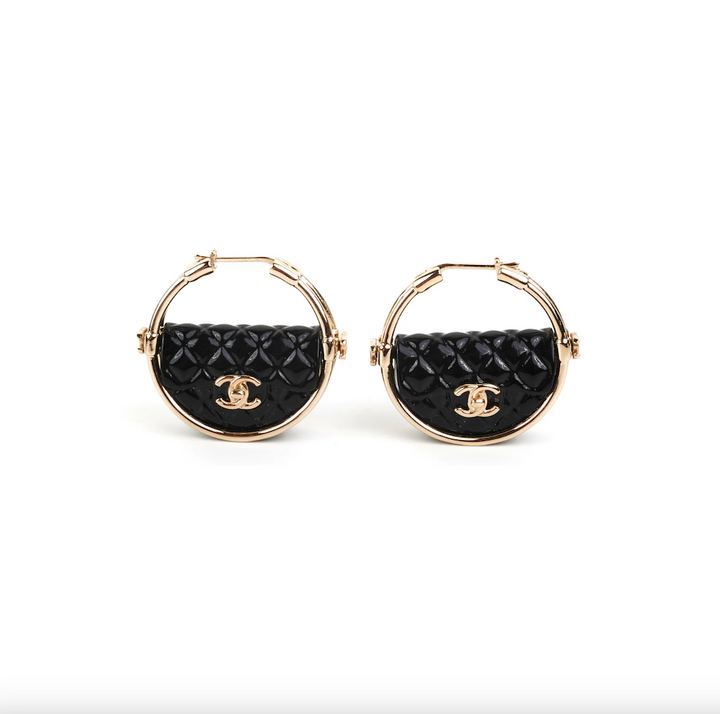 CHANEL CC CRUISE COLLECTION QUILTED FLAP BAG HOOP EARRINGS