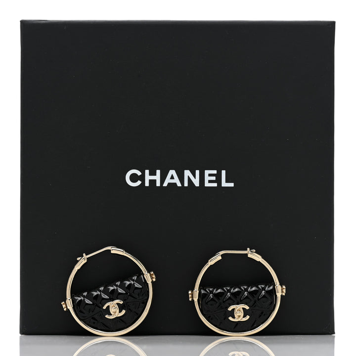 CHANEL CC CRUISE COLLECTION QUILTED FLAP BAG HOOP EARRINGS
