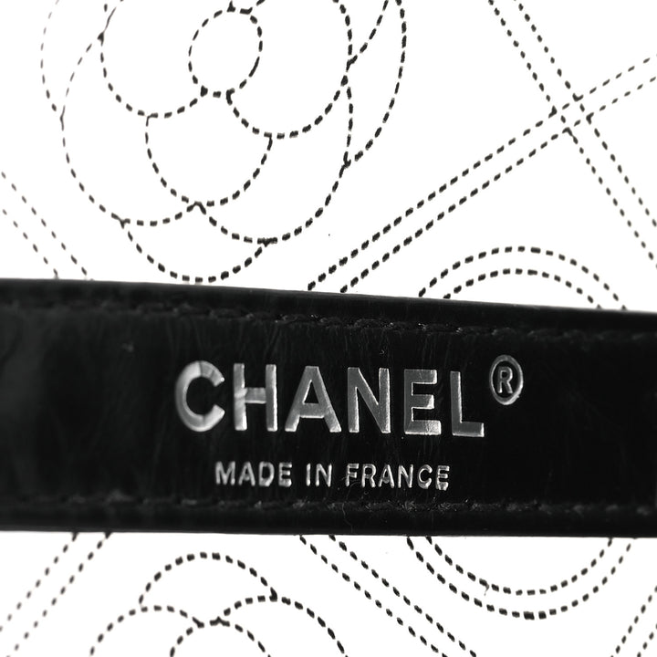 CHANEL CRUMPLED CALFSKIN PVC CAMELLIA BUCKET BAG