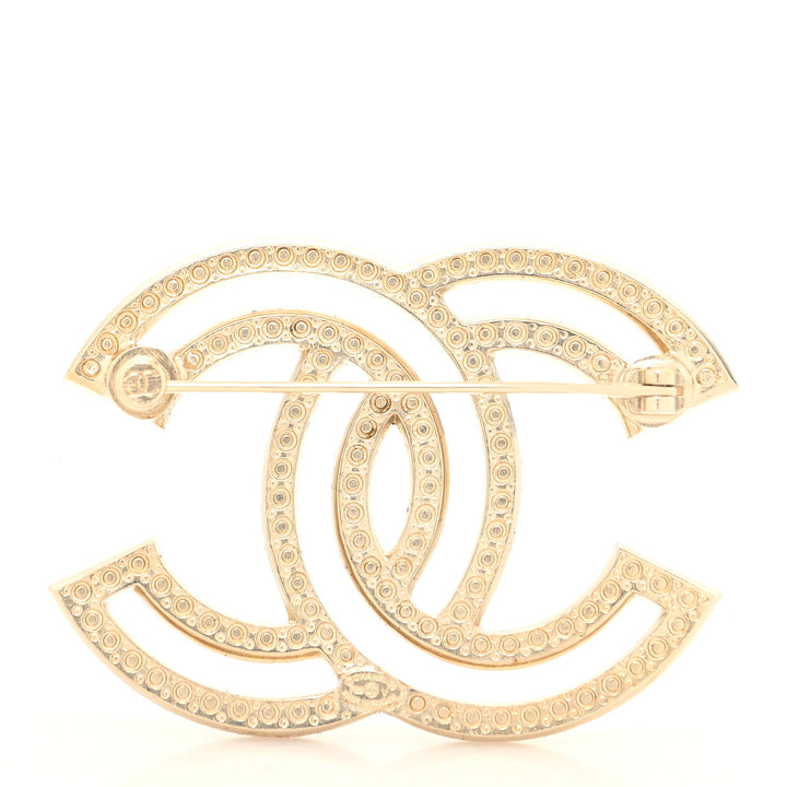 CHANEL CRYSTAL CC LIGHT GOLD BROOCH