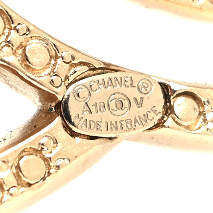 CHANEL CRYSTAL CC LIGHT GOLD-TONE BROOCH