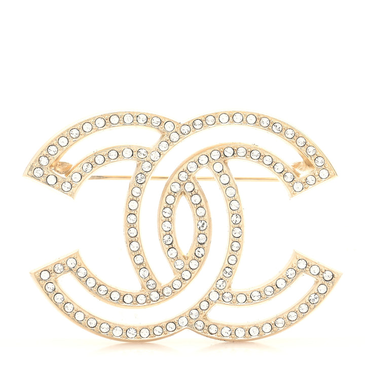 CHANEL CRYSTAL CC LIGHT GOLD BROOCH