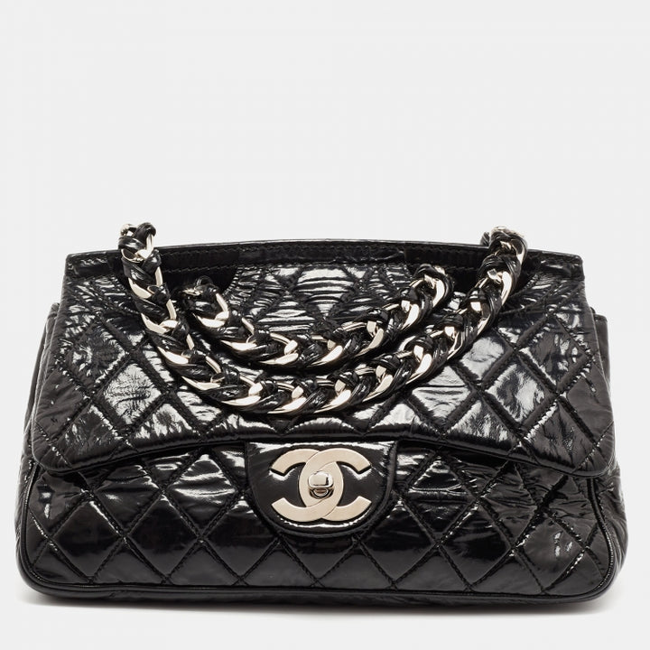 CHANEL QUILTED PATENT LEATHER DAY GLO FLAP BAG