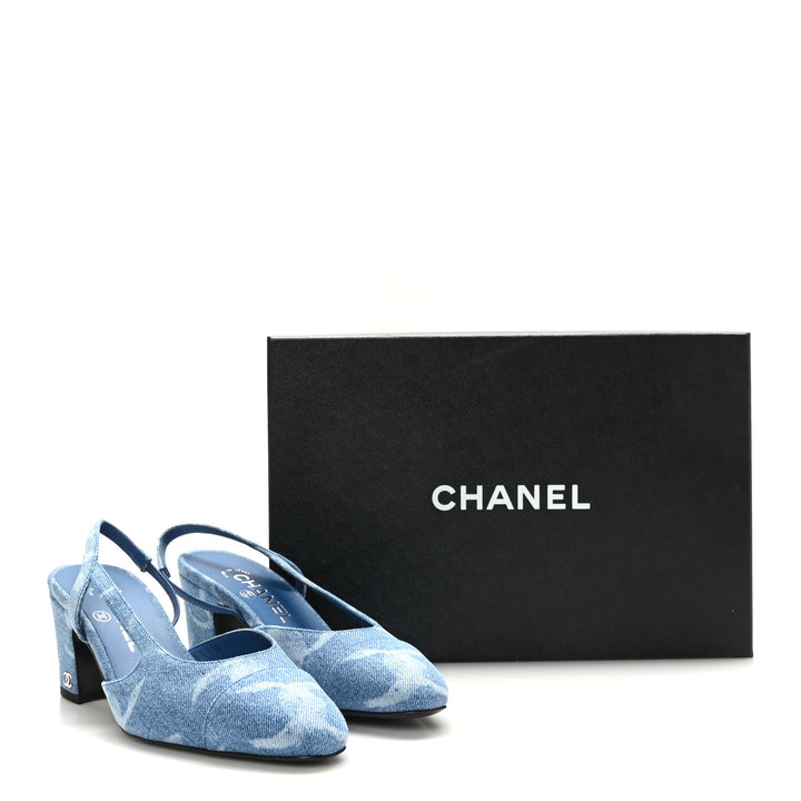 CHANEL CC DENIM CAP TOE SLINGBACK PUMPS – Caroline's Fashion Luxuries