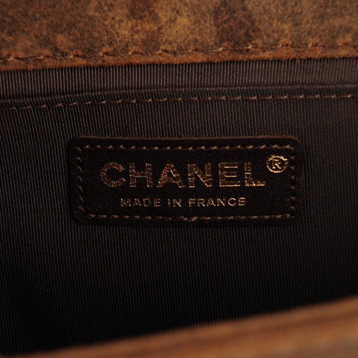 CHANEL DISTRESSED NUBUCK QUILTED MED BOY FLAP BAG