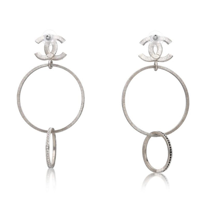 CHANEL CC DOUBLE HOOP EARRINGS