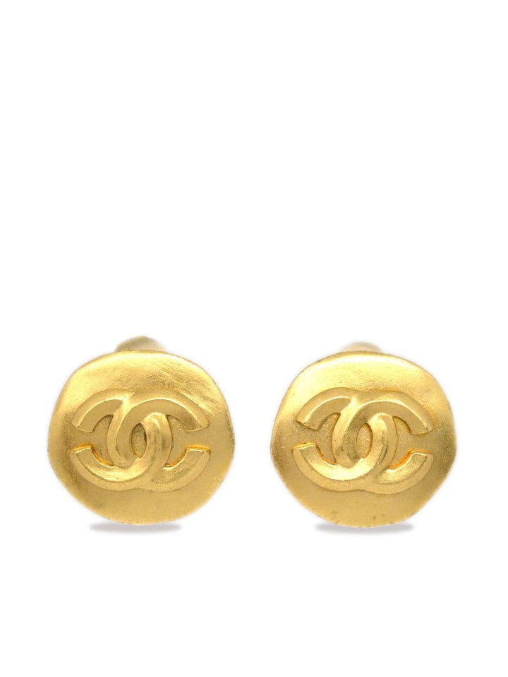 CHANEL 96P 24K GOLD PLATED CC CLIP ON EARRINGS