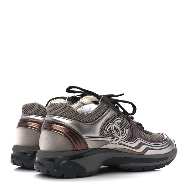 CHANEL FABRIC LAMINATED CALFSKIN CC SNEAKERS