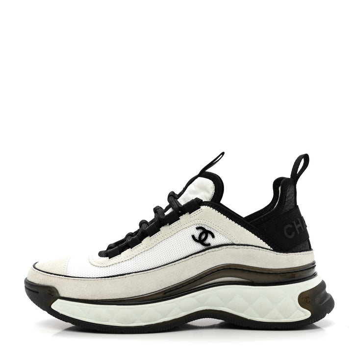 CHANEL FABRIC SUEDE CALFSKIN CC SNEAKERS