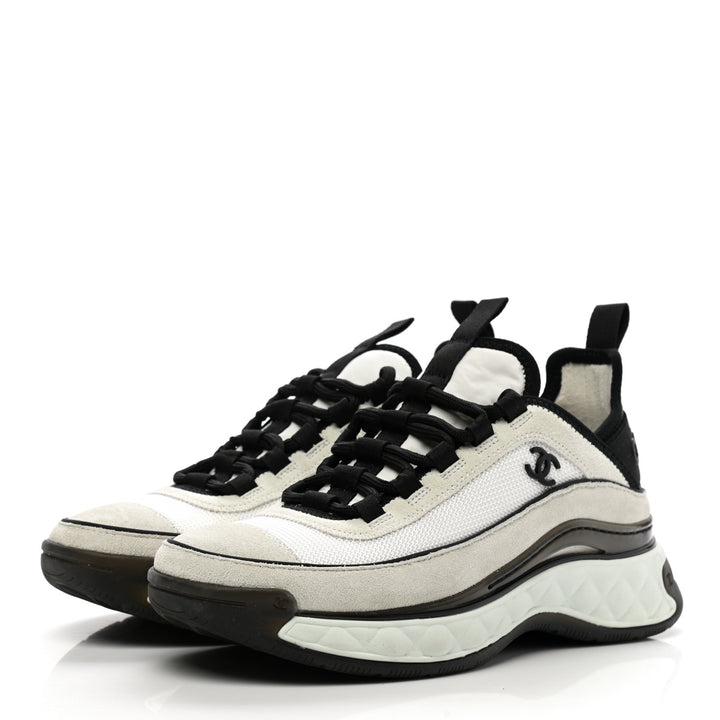 CHANEL FABRIC SUEDE CALFSKIN CC SNEAKERS