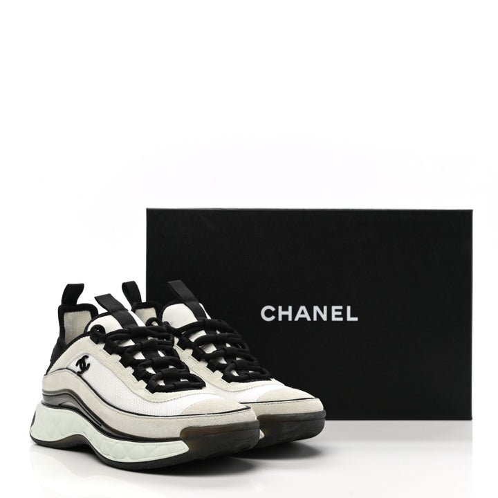 CHANEL FABRIC SUEDE CALFSKIN CC SNEAKERS